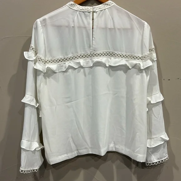 JCREW white ruffle blouse size 14 - Picture 5 of 5